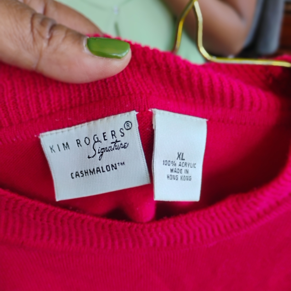 Kim Rogers Red Ribbed Knit Sweater